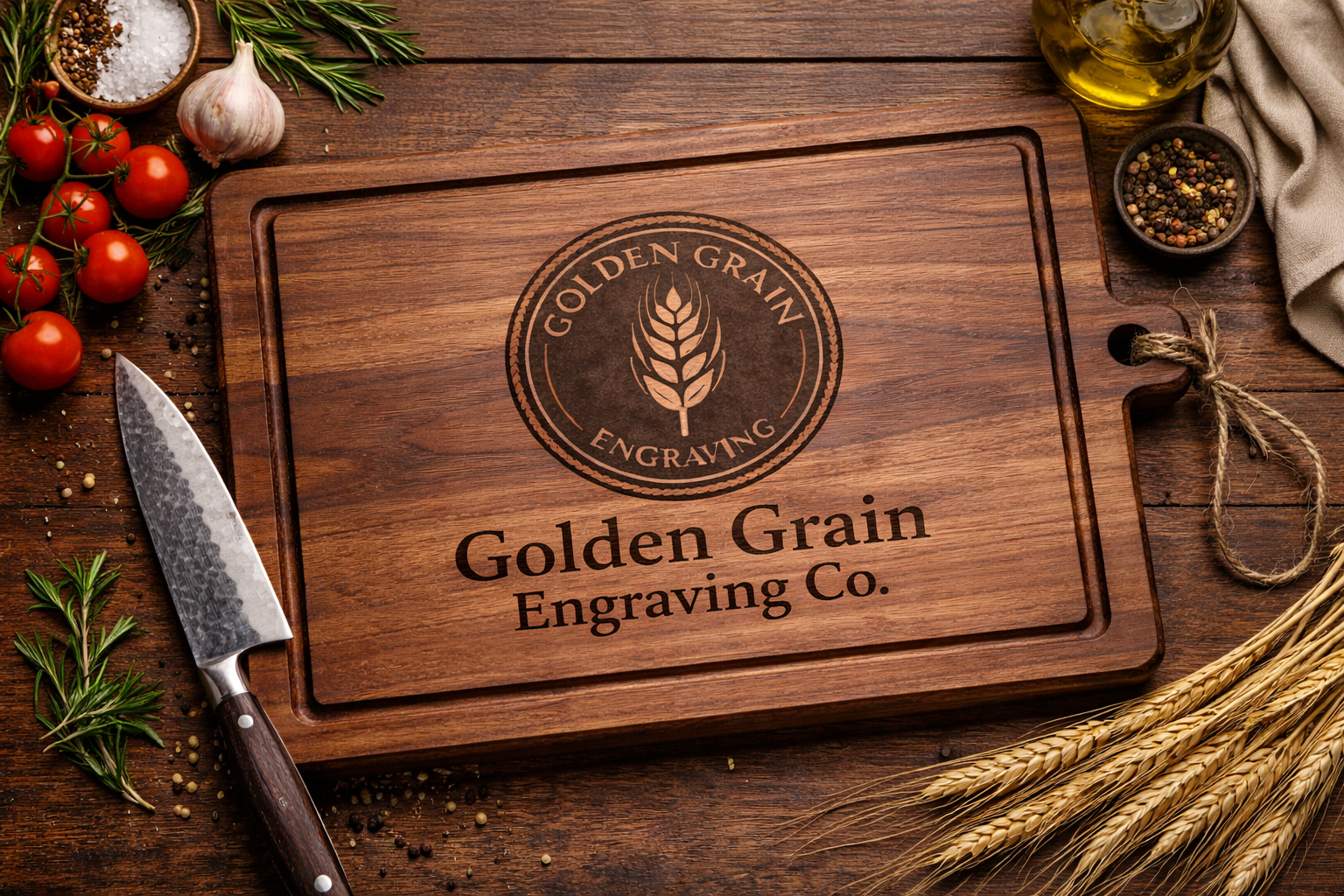 Golden Grain Wooden Custom Cutting Board 